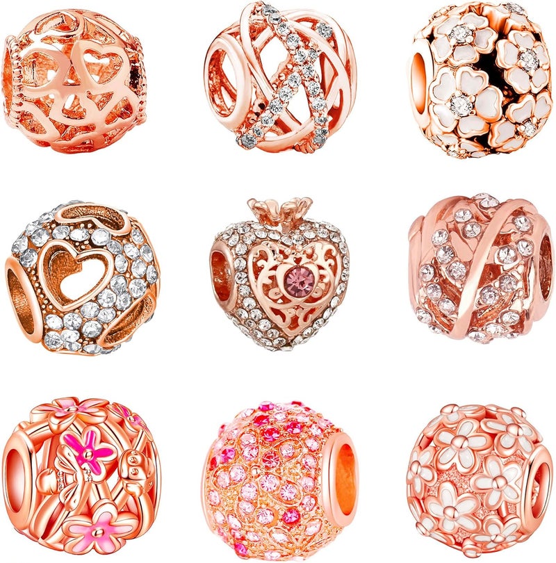 Acrobious 9PCS European Charms Beads Pendant For Bracelet, Charms DIY Bracelets Necklace Jewellery Gift - Image 1